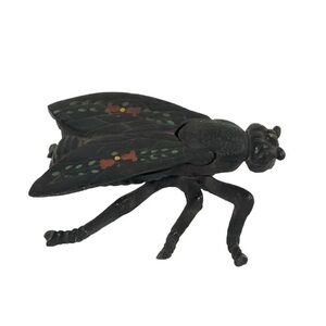 Vintage Cast Iron Fly Match Holder Ashtray Trinket Strike Box Floral Trinket Box